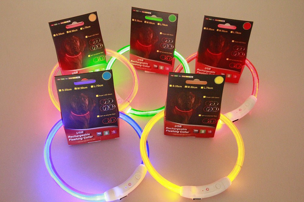 GlowGuard™ – De Oplaadbare LED Halsband voor Veilige Nachtwandelingen! - Wooftopia