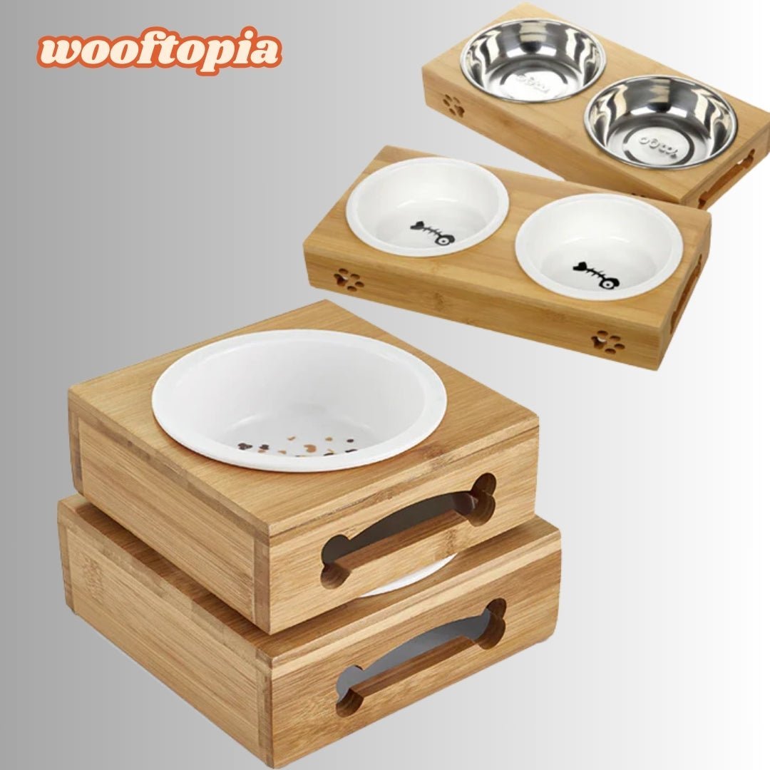 BambooFeast™ Luxe Honden - &amp; Kattenvoerbak – Stijlvol, Duurzaam &amp; Hygiënisch - Wooftopia