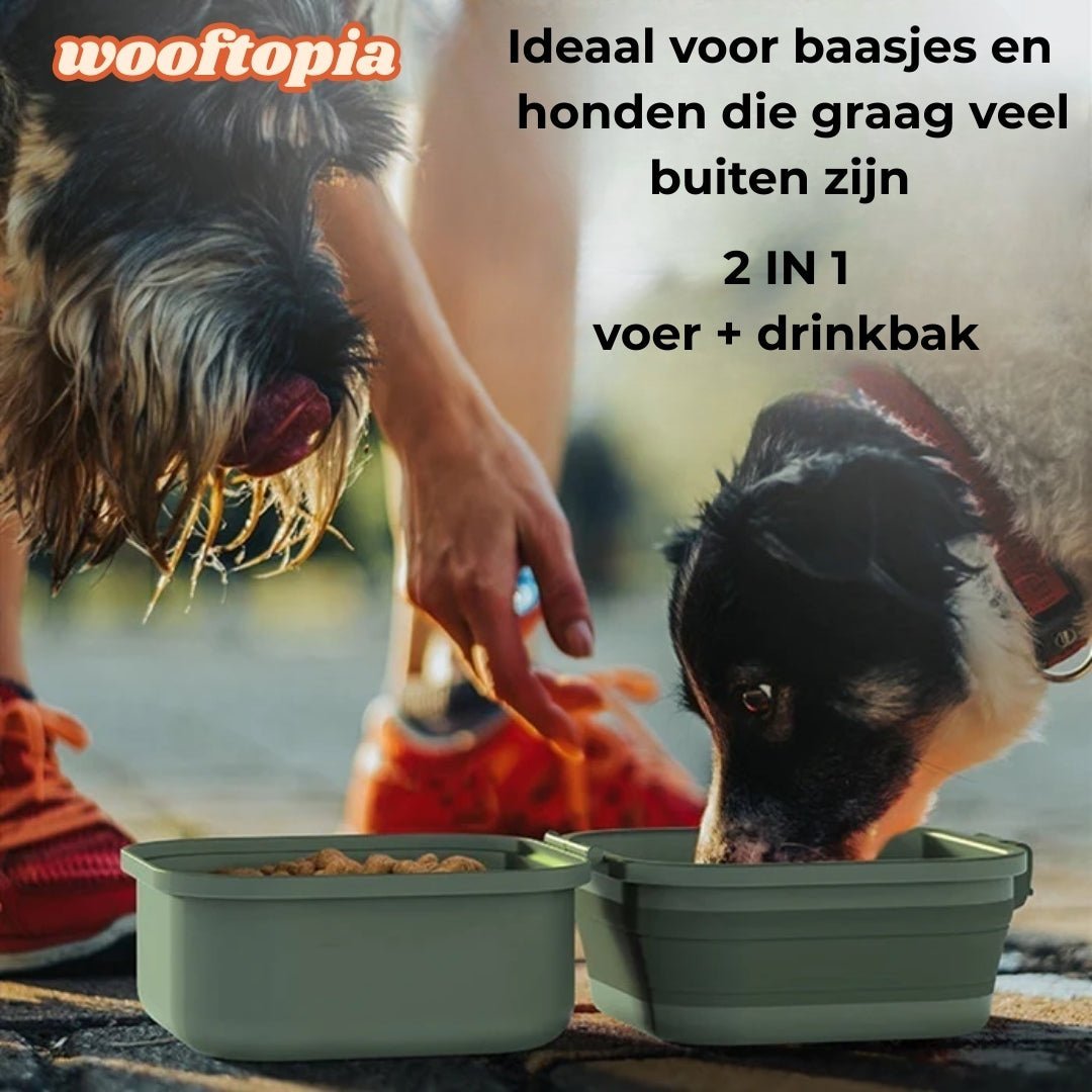 PawHydrate™ Opvouwbare Dubbele Hondenbak – Voor Voer & Water Onderweg - Wooftopia